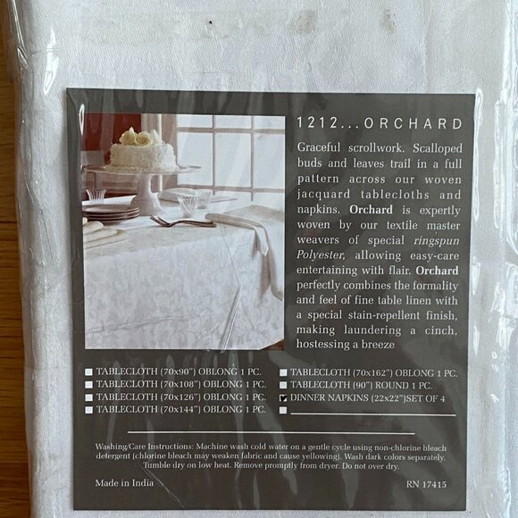 NEW Sferra Dinner Napkins (set of 4) - 1212 Orchard White - Picture 2 of 2